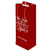 Chic Die wunderbarste Zeit des Jahres Monogramm Geschenktüte Für Weinflaschen (Rückseite Schrägansicht)