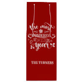 Chic Die wunderbarste Zeit des Jahres Monogramm Geschenktüte Für Weinflaschen (Vorderseite)