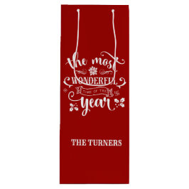 Chic Die wunderbarste Zeit des Jahres Monogramm Geschenktüte Für Weinflaschen