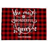 Chic Die wunderbarste Zeit des Jahres Monogramm Große Geschenktüte (Rückseite)