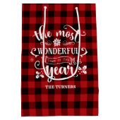 Chic Die wunderbarste Zeit des Jahres Monogramm Mittlere Geschenktüte (Rückseite)