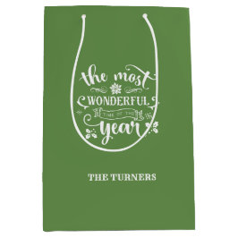 Chic Die wunderbarste Zeit des Jahres Monogramm Mittlere Geschenktüte