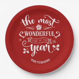 Chic Die wunderbarste Zeit des Jahres Monogramm Pappteller