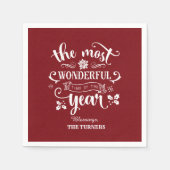 Chic Die wunderbarste Zeit des Jahres Monogramm Serviette (Vorderseite)