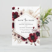 Chic Digital Burgundy Wedding Save The Date (Stehend Vorderseite)