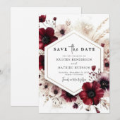Chic Digital Burgundy Wedding Save The Date (Vorne/Hinten)