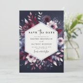 Chic Digital Burgundy Wedding Save The Date (Stehend Vorderseite)