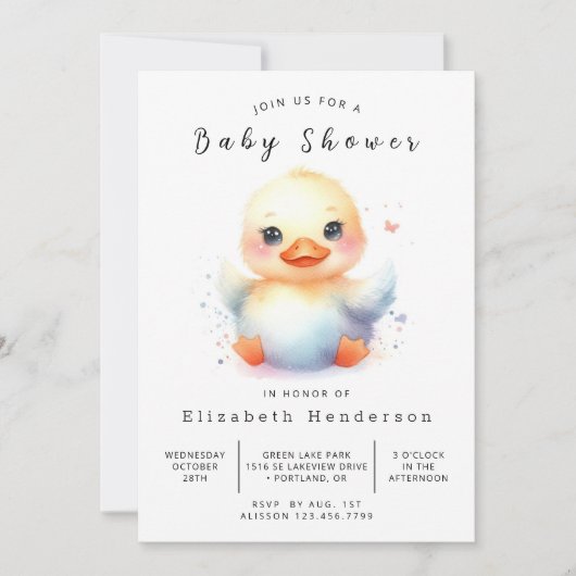 Chic Digital Duck Baby Showdusche Einladung (Vorderseite)