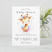 Chic Digital Giraffe Baby Dusche Einladung (Stehend Vorderseite)