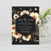 Chic Digital Gold und Black Wedding Save The Date (Stehend Vorderseite)