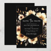 Chic Digital Gold und Black Wedding Save The Date (Vorne/Hinten)