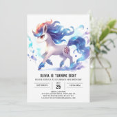 Chic Digital Horse Geburtstag Einladung (Stehend Vorderseite)