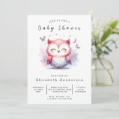 Chic Digital Owl Baby Dusche Einladung (Stehend Vorderseite)