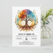 Chic Digital Tree of Life Geburtstag Einladung (Stehend Vorderseite)