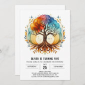 Chic Digital Tree of Life Geburtstag Einladung (Vorne/Hinten)