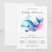 Chic Digital Whale Baby Dusche Einladung (Vorne/Hinten)