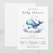 Chic Digital Whale Baby Dusche Einladung (Vorne/Hinten)