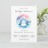 Chic Digital Whale Baby Dusche Einladung (Stehend Vorderseite)