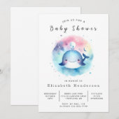 Chic Digital Whale Baby Dusche Einladung (Vorne/Hinten)