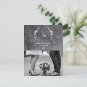 Chic Dirty Alternative Photo Chalkboard Wedding Dankeskarte (Stehend Vorderseite)