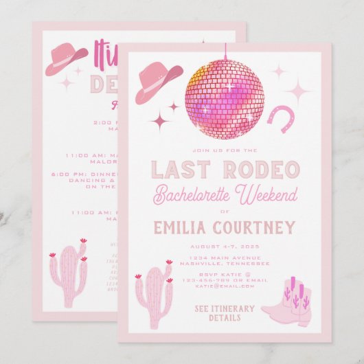 Chic Disco Cowgirl Einladung (Vorne/Hinten)