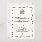 Chic Disco Hand Drawing Trauzeugin Vorschlag Card Einladung (Vorderseite)