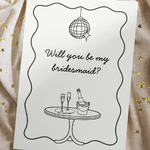 Chic Disco Handgeschriebene Bridesmaid-Vorschlagsk Einladung