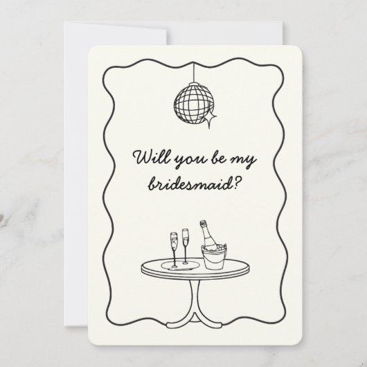 Chic Disco Handgeschriebene Bridesmaid-Vorschlagsk Einladung (Vorderseite)