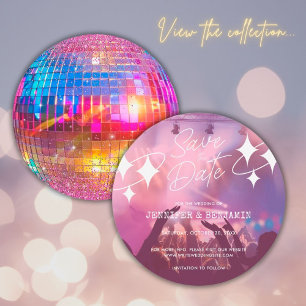 Chic Disco-Kugel Hochzeit Rosa Glitter Save-the-Da Einladung