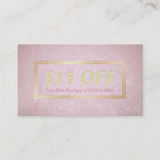 Chic Discount Coupon Makeup Beauty Salon Pink Gold (Vorderseite)