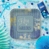 Chic Distressed Denim Muster 50 & FABULOUS Pappteller (Party)