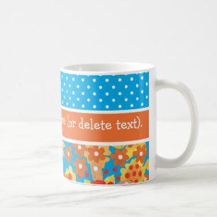 Chic Ditsy Orange und Red Floral Pattern auf blau Kaffeetasse