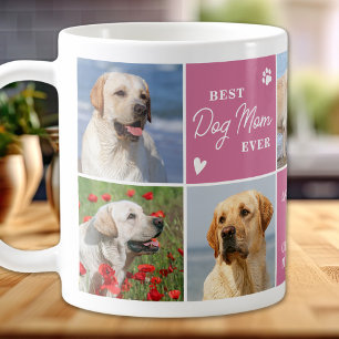 Chic DOG MAMA Personalisiert Rosa 7 FotoCollage Kaffeetasse