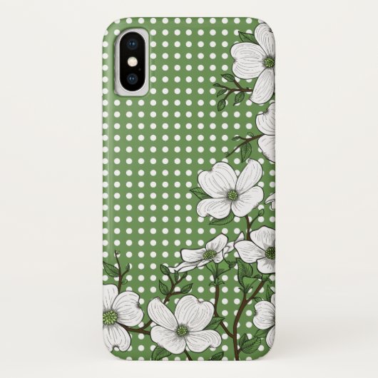 Chic Dogwood Blossoms & Polka Dot Pattern Case-Mate iPhone Hülle (Rückseite)