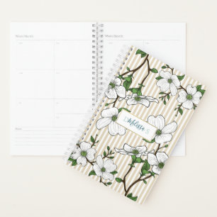 Chic Dogwood Blossoms & Stripes Kalenderplaner Planer