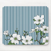 Chic Dogwood Blossoms & Stripes Mouse Pad Mousepad (Vorne)