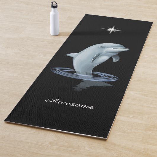 Chic Dolphin, Custom Star & Script auf Black Yogamatte (Beispiel)