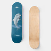 Chic Dolphin, Custom Star & Script auf Ocean Blue Skateboard (Vorderseite)