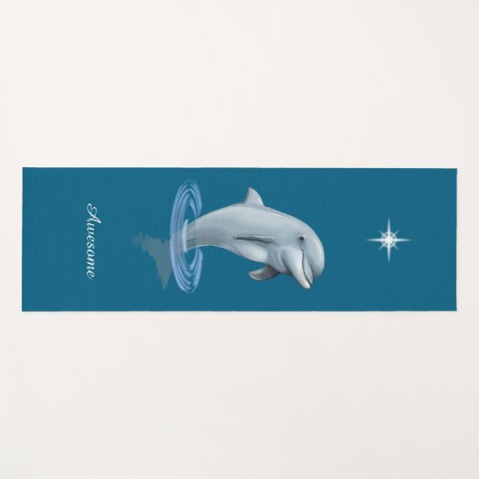 Chic Dolphin, Custom Star & Script auf Ocean Blue Yogamatte (Vorderseite (Horizontal))