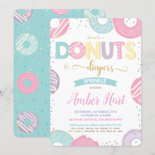 Chic Donuts and Diapers Baby Shower Gold Girl in Einladung