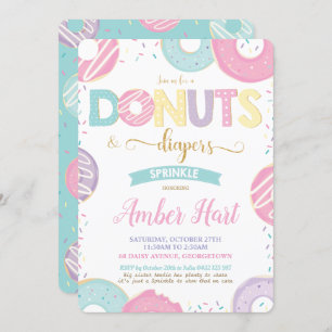 Chic Donuts and Diapers Baby Shower Gold GirlIn Einladung
