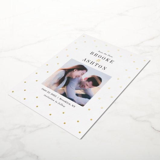 Chic Dots FOIL Moderne Hochzeit speichern die Datu Folieneinladung (Gedreht)