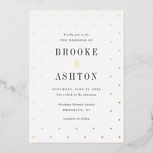 Chic Dots FOIL Moderne Hochzeitseinladung Folieneinladung (Vorderseite)
