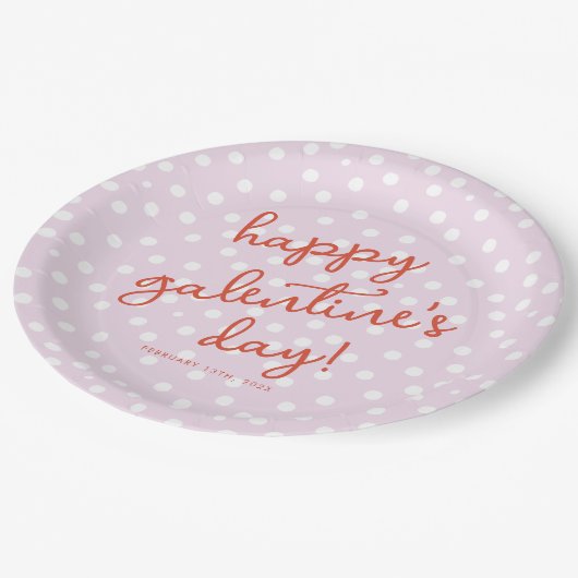 Chic Dots Happy Galentines Day Party Pappteller (Schrägansicht)