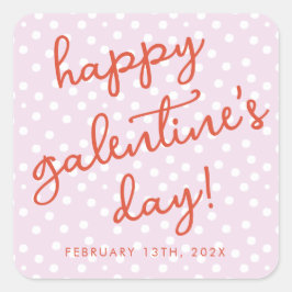 Chic Dots Happy Galentines Day Party Quadratischer Aufkleber