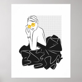 Chic dots modische Girl schwarz-weiß Poster