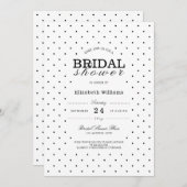 Chic Dotted Dots Schwarz-weißes Brautparty laden e Einladung (Vorne/Hinten)