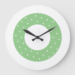 Chic Dotted Light Green White Concentric Rings Große Wanduhr