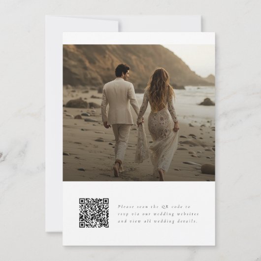 Chic Double Sided Foto Qr Code Hochzeit Einladung (Rückseite)