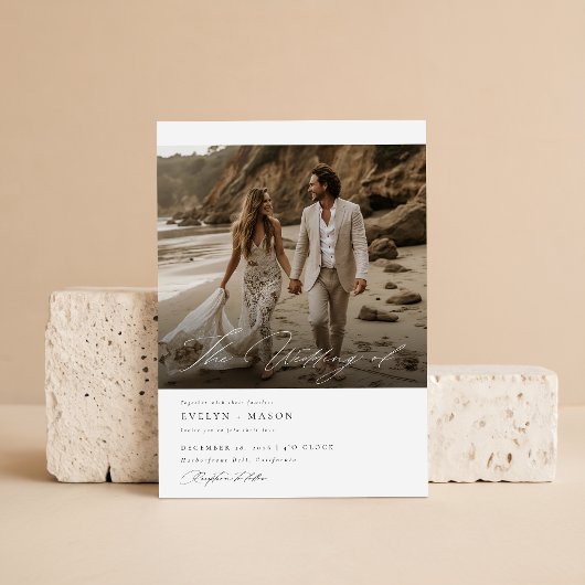 Chic Double Sided Foto Qr Code Hochzeit Einladung